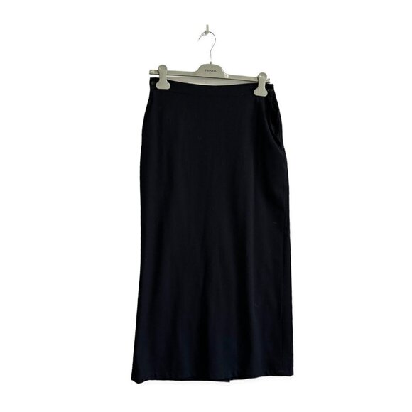 Vintage 90s, Y’s Yohji Yamamoto Dark Navy wool midi‎ skirt, Size L - Picture 1 of 13
